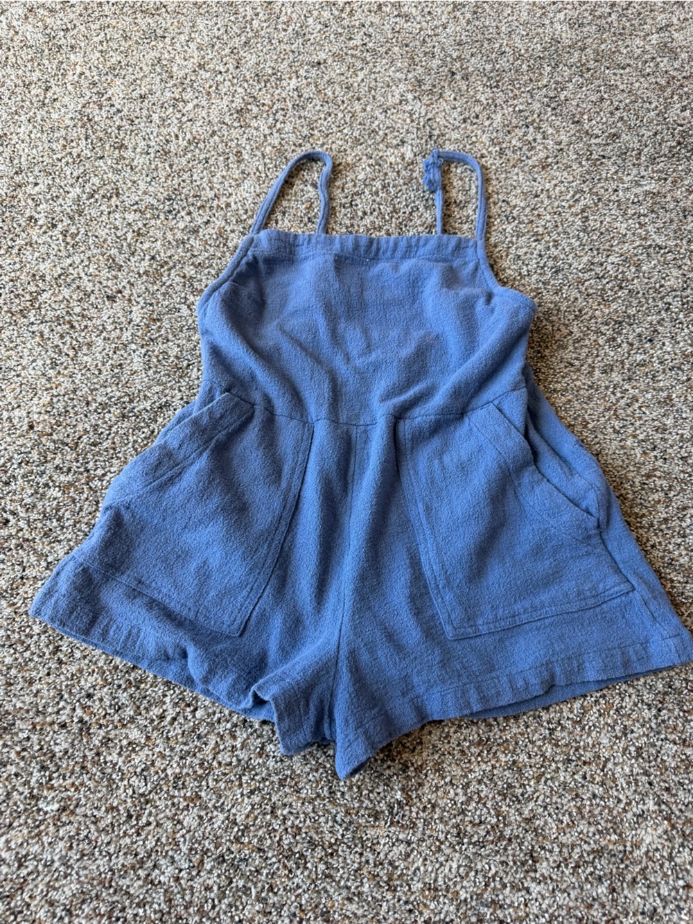 Rip Curl Blue Terry Cloth Romper XS Surf Beach Cover Up Shortalls Y2K Overall
